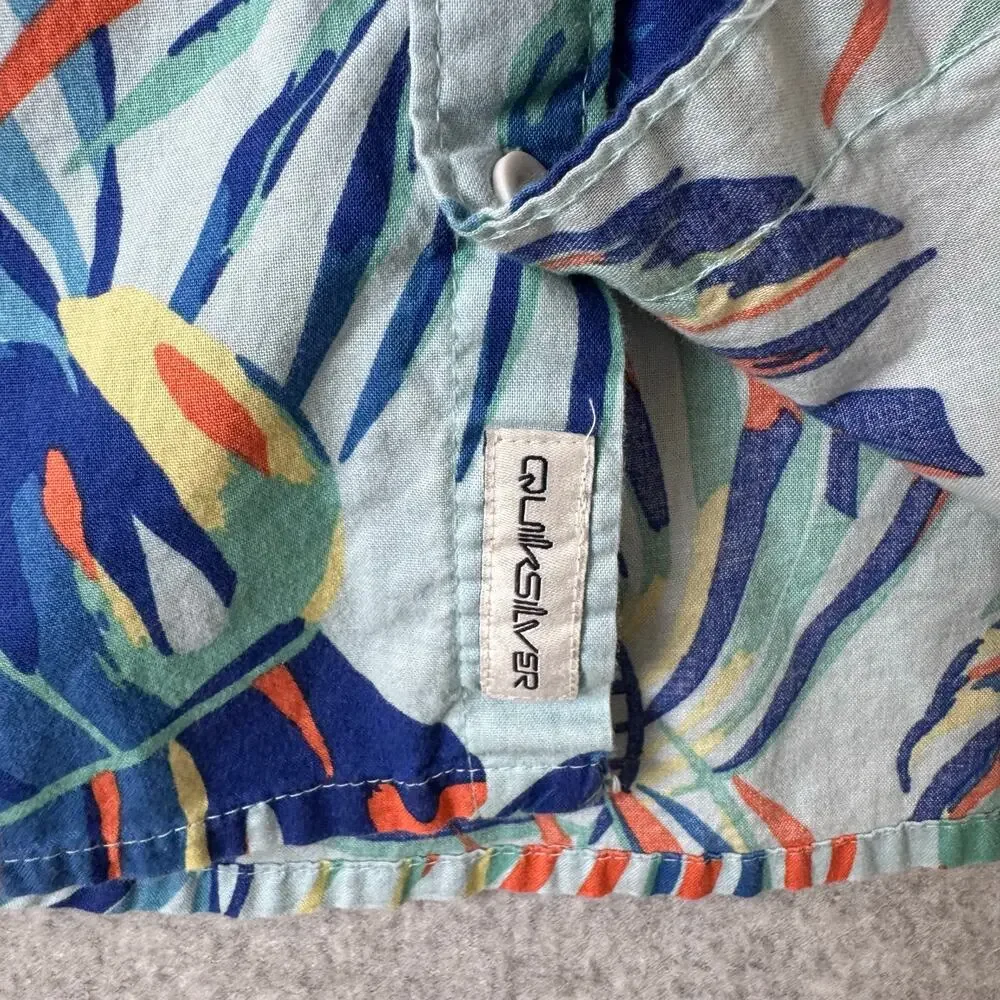 Quicksilver Hawaiian Dutton Down Shirt Boys Large Summer Vacation Beach Cruise